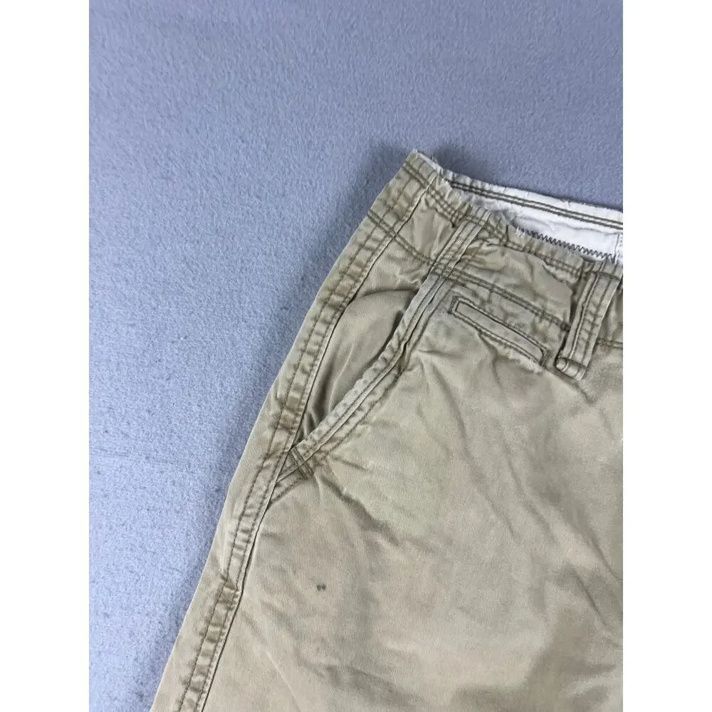 American Eagle Shorts Mens 28 Khaki Chino Flat Front Longer Length Classic